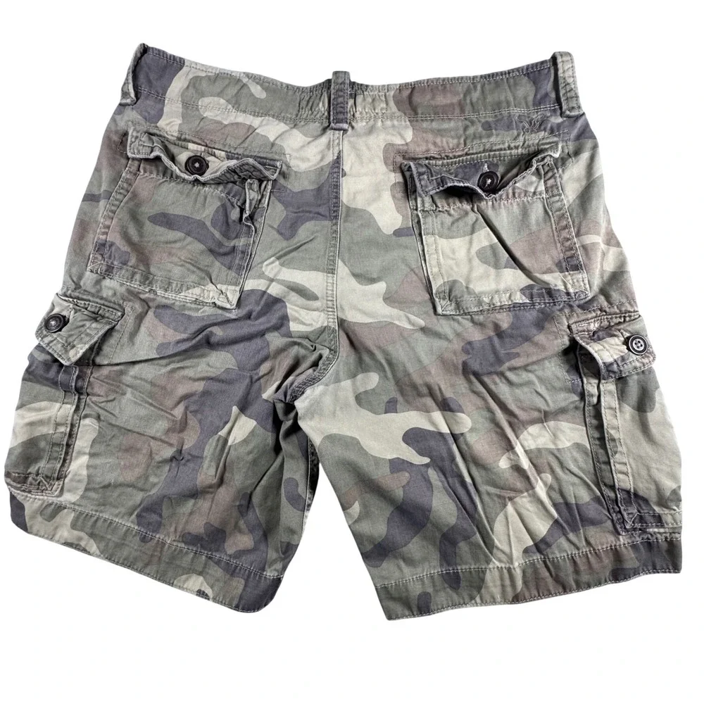 American Eagle Cargo Shorts Mens 36 Green Camo Classic Cotton Rugged Gorpcore